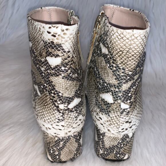ZARA Snakeskin Cap Toe Leather Boots Snake Ankle Heeled Booties, Black/ White - Picture 8 of 11